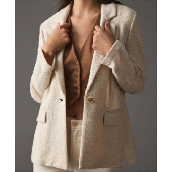 Anthropologie Jackets & Blazers - ANTHROPOLOGIE X SANCTUARY Bryce Knit Blazer Beige Neutral XS